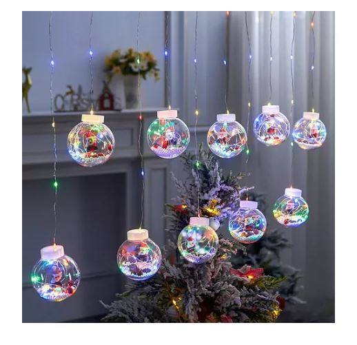 Luces de Navidad Cortina Bolitas Figuras