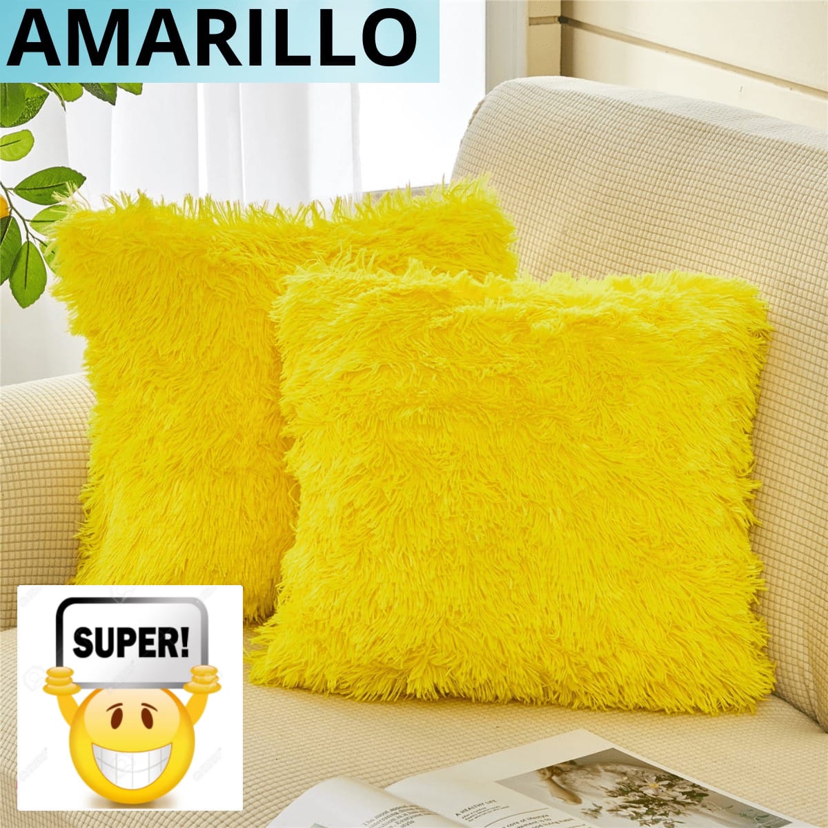 Oferta 2 Cojínes Decorativos 50cm x 50cm Peludos ¡Envio Gratis!