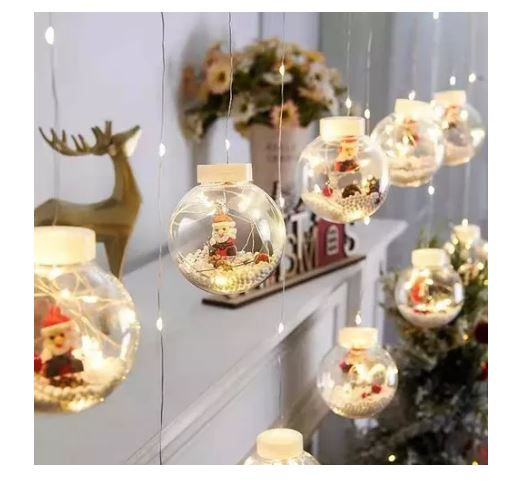 Luces de Navidad Cortina Bolitas Figuras
