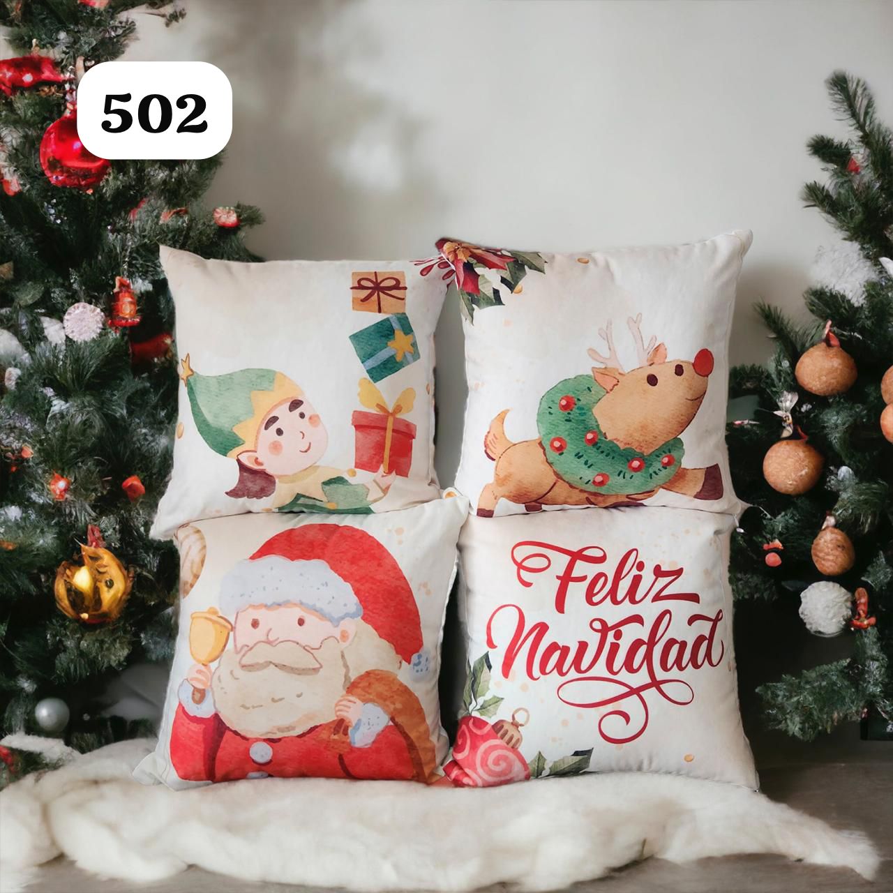 Cojines Navidad Set X 4 Incluye Relleno