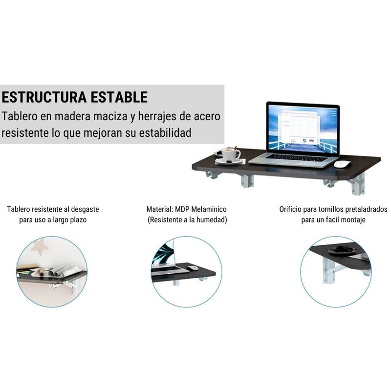 Escritorio Plegable De Pared Con Pasa Cable