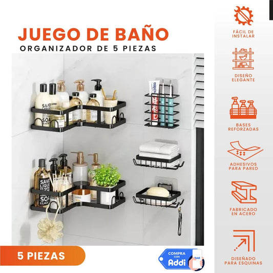 Organizador Esquinero De Baño X5 Piezas